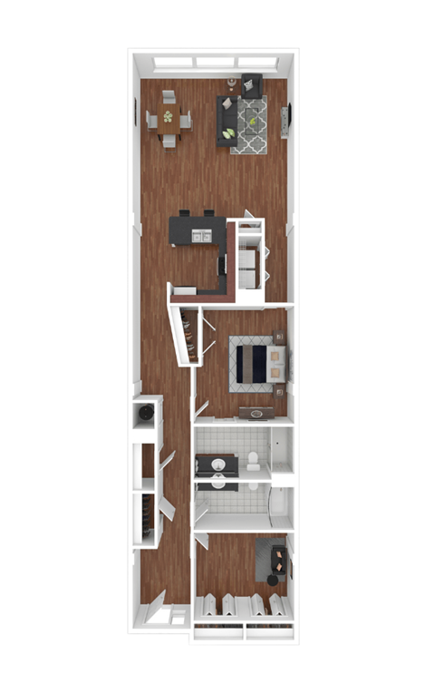Floor plan for 2 beds, 2 baths, 1375 sqft